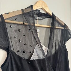 Black Midi Dress La Kore Milano with details NWT